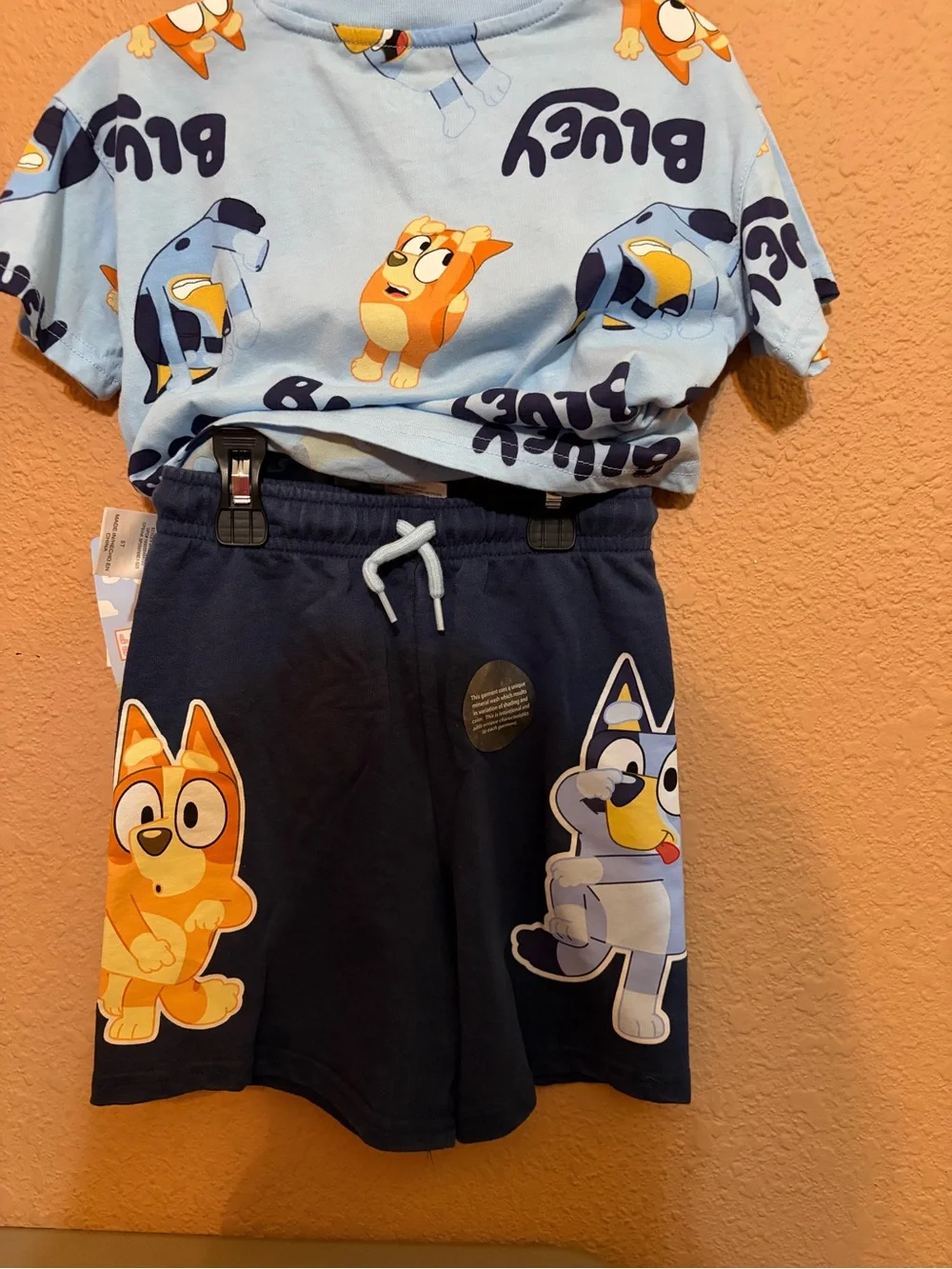 Bluey Light Blue & Navy Kids Short Sleeve Set - Blue